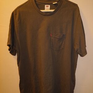LEVI'S Army Green Front Pocket Logo Shirt M